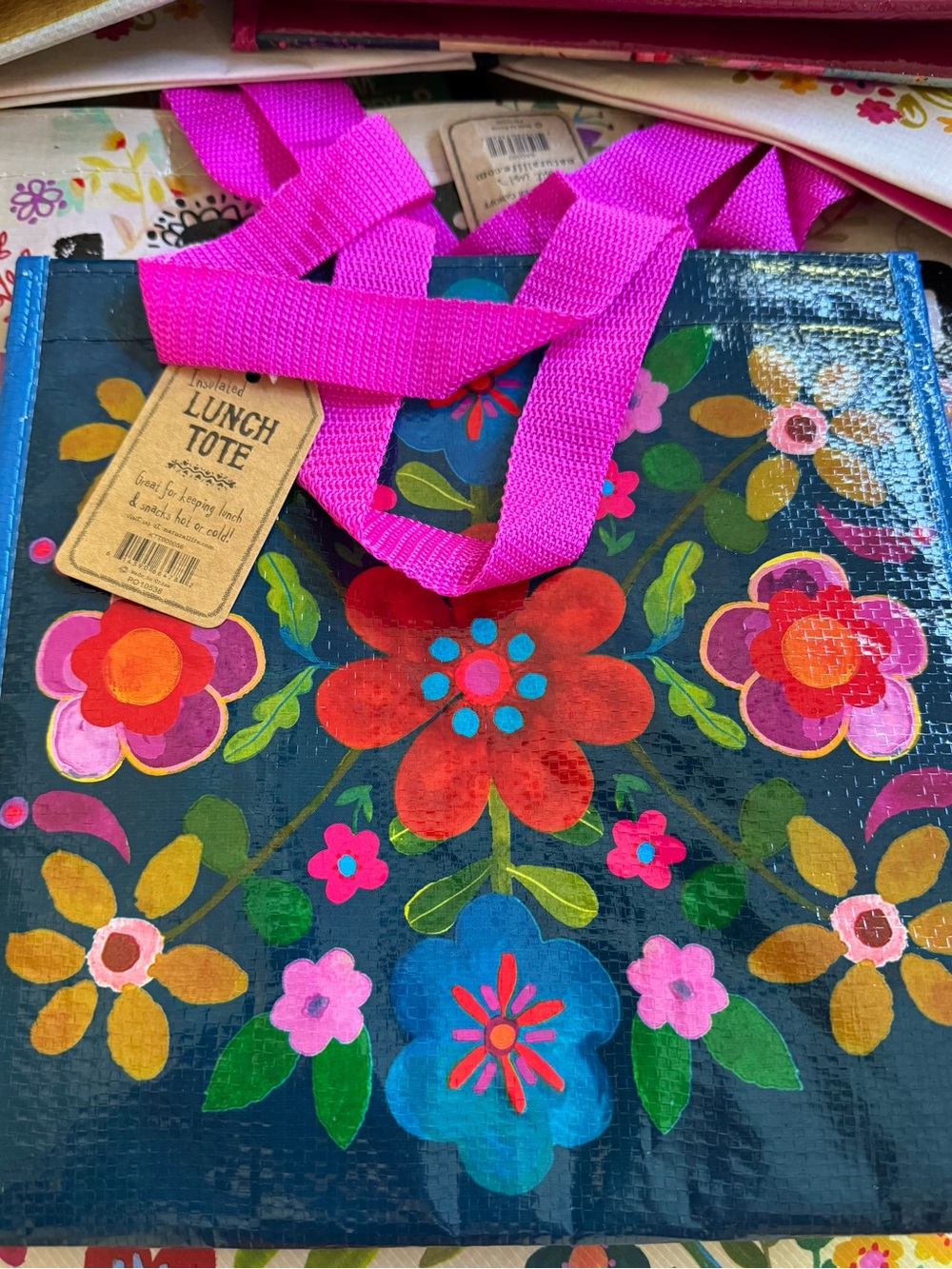 Pink-Handled Insulated Cooler Tote